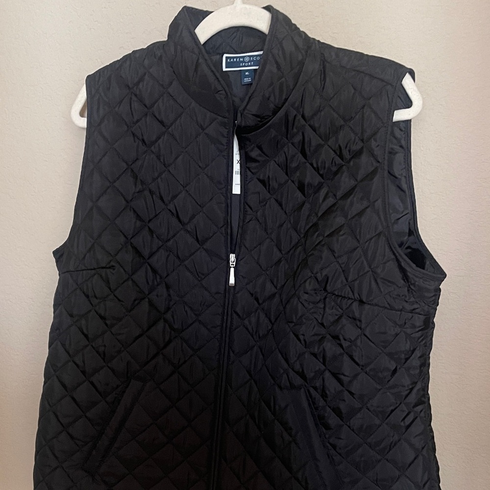 Karen Scott  Charcoal Quilted Vest